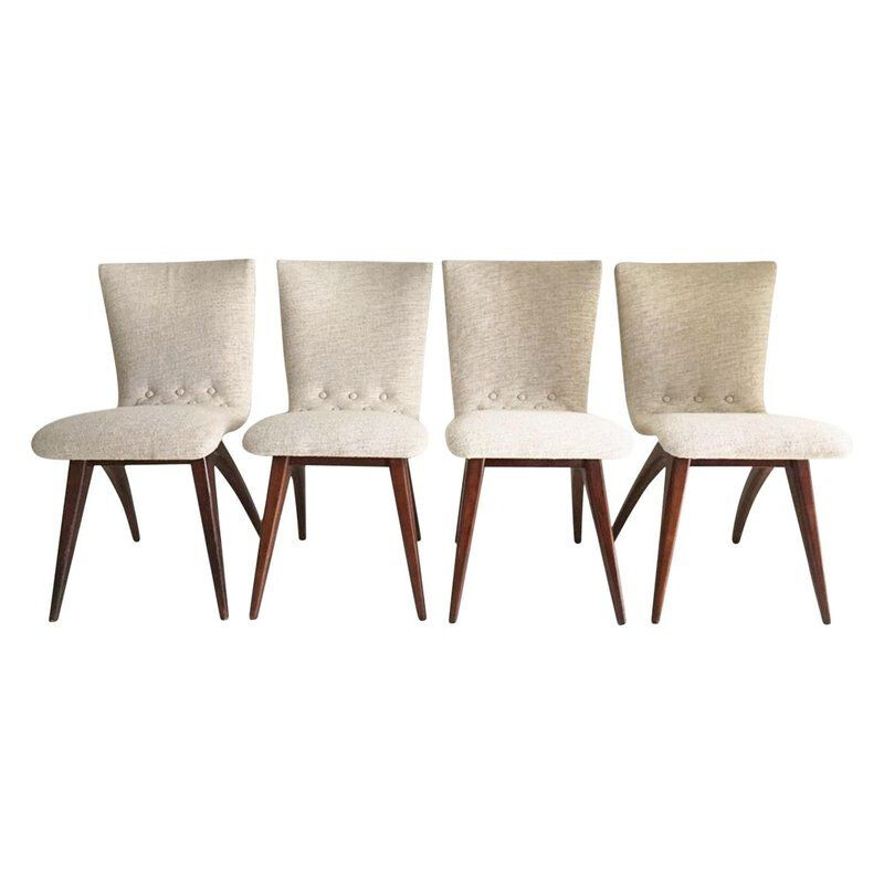 Set of 4 vintage white chairs Model Swing by CJ van Os Culemborg