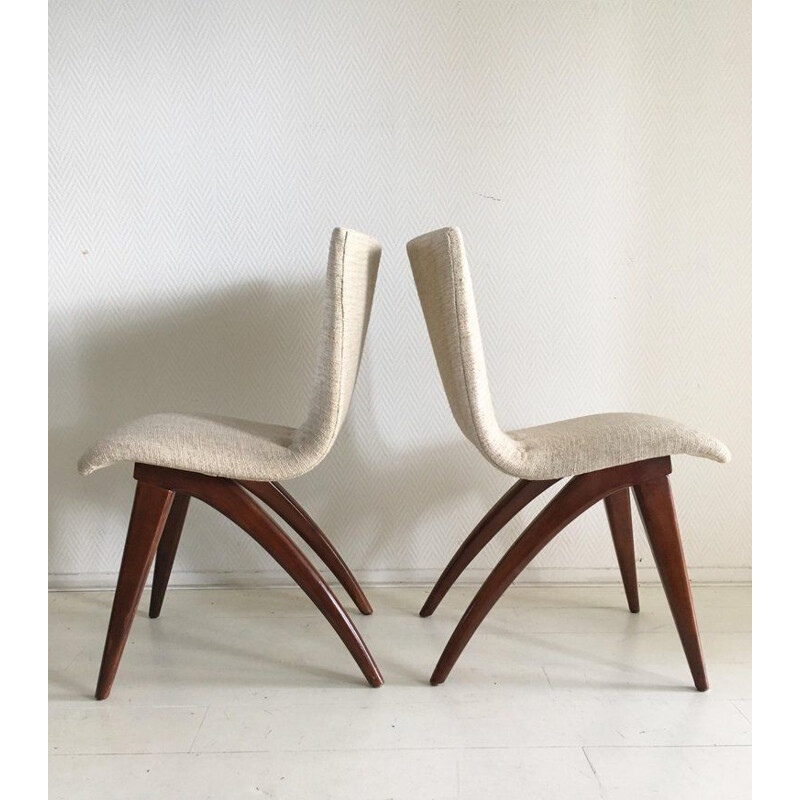 Ensemble de 4 chaises vintage blanches modèle Swing par CJ van Os Culemborg