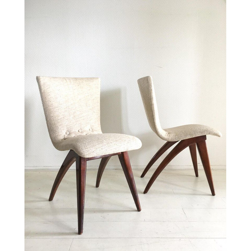 Conjunto de 4 cadeiras brancas vintage modelo Swing by CJ van Os Culemborg