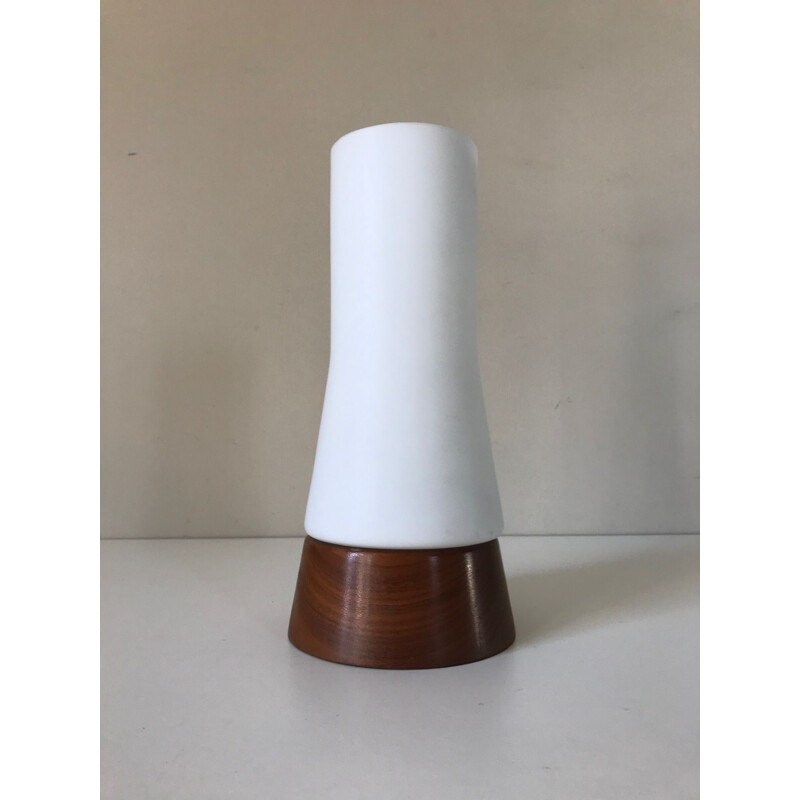 Vintage teak and opaline lamp by Philips 1960