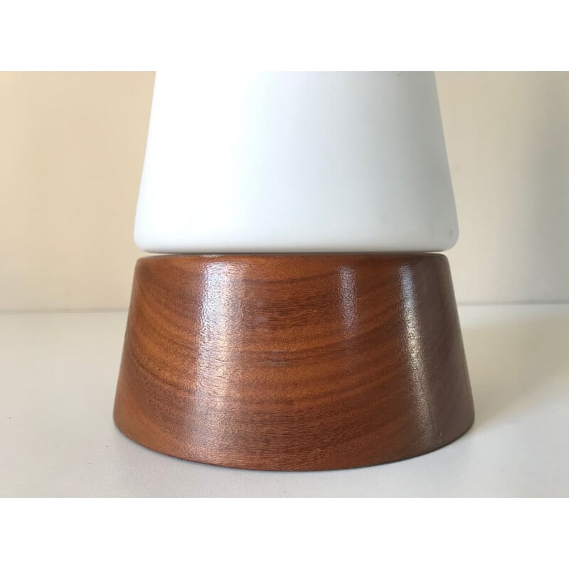 Vintage teak and opaline lamp by Philips 1960
