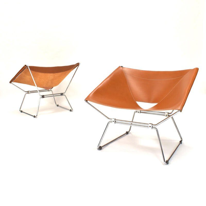 Vintage pair of AP-14 armchairs by Pierre Paulin for Polak