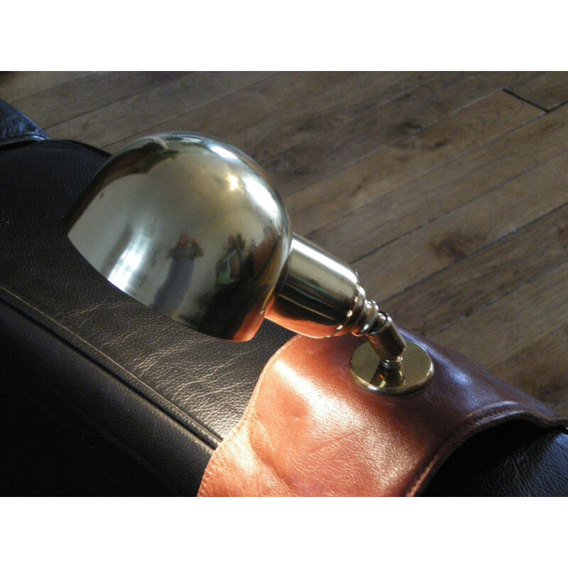 Vintage reading lamp Luigi Caccia Dominioni in leather and brass 1970