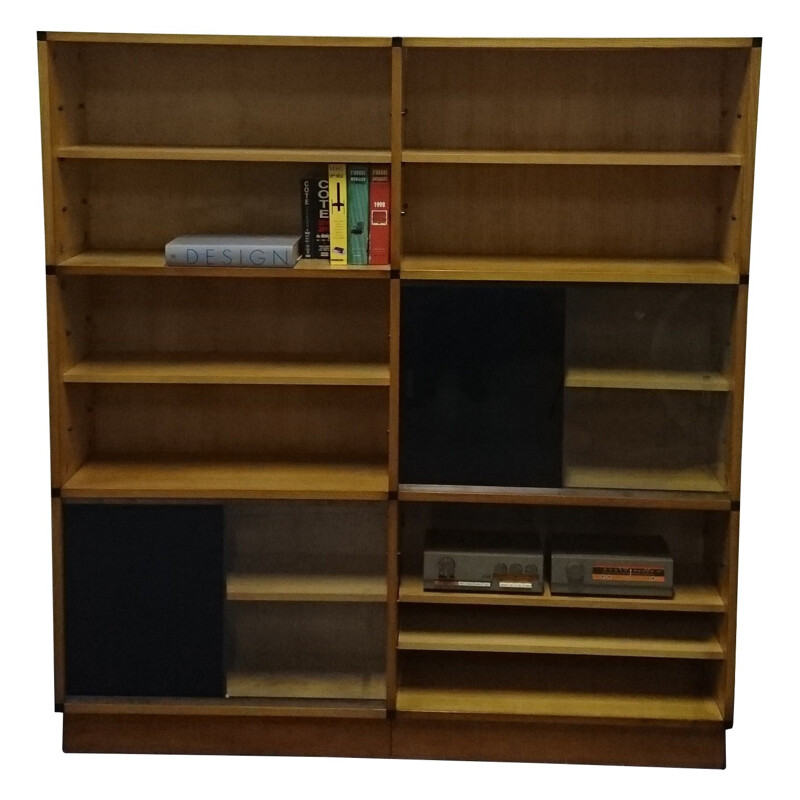 Modular bookcase in blond beechwood, ARP - 1950s