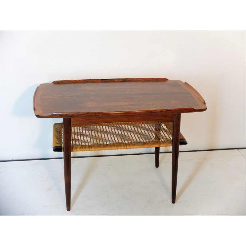 Table vintage scandinave à 2 plateaux en palissandre Poul Jensen 1960