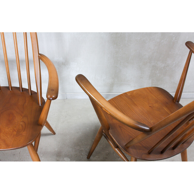 Set of 6 vintage 365 High Back Windsor chairs by Lucian Ercolani for Ercol