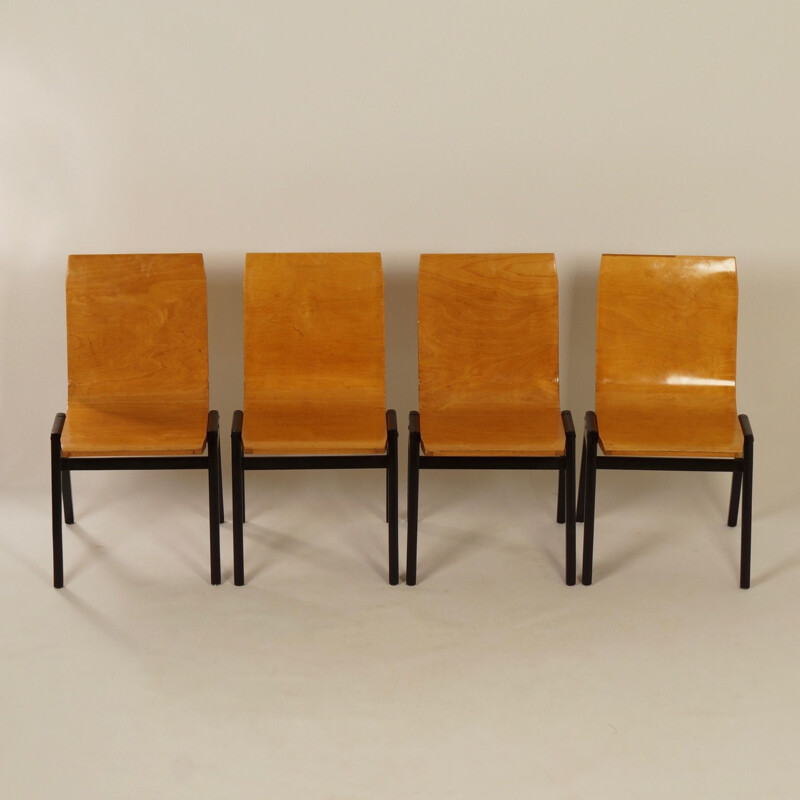 4 chaises à repas en hêtre par Roland Rainer, 1956