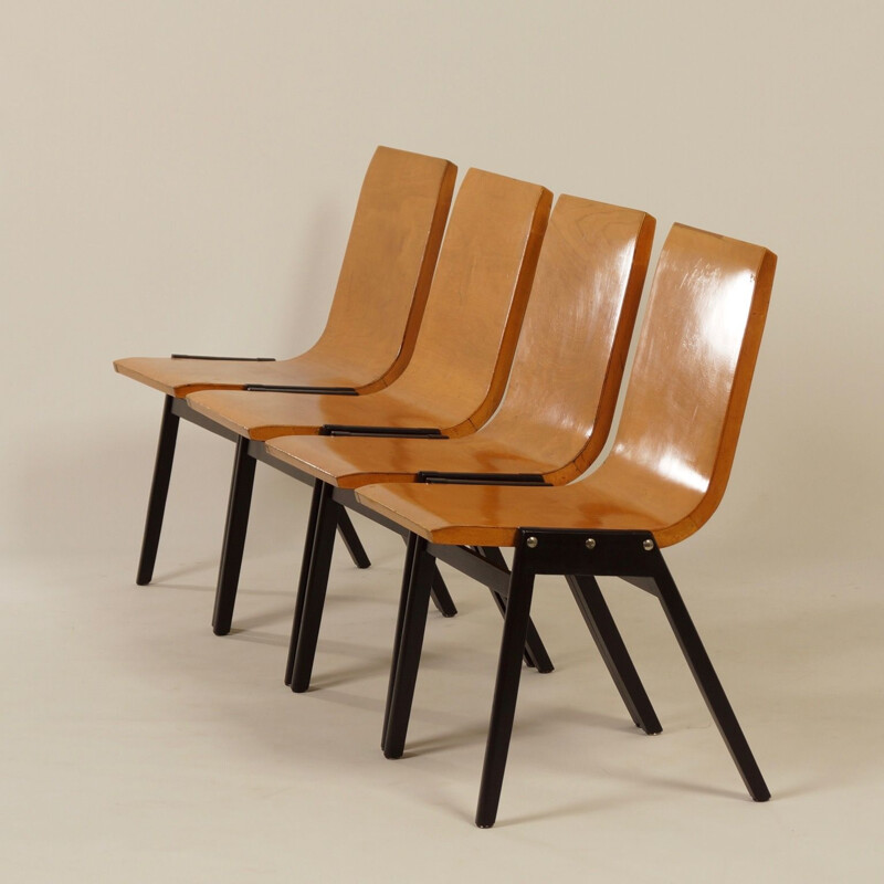 4 chaises à repas en hêtre par Roland Rainer, 1956