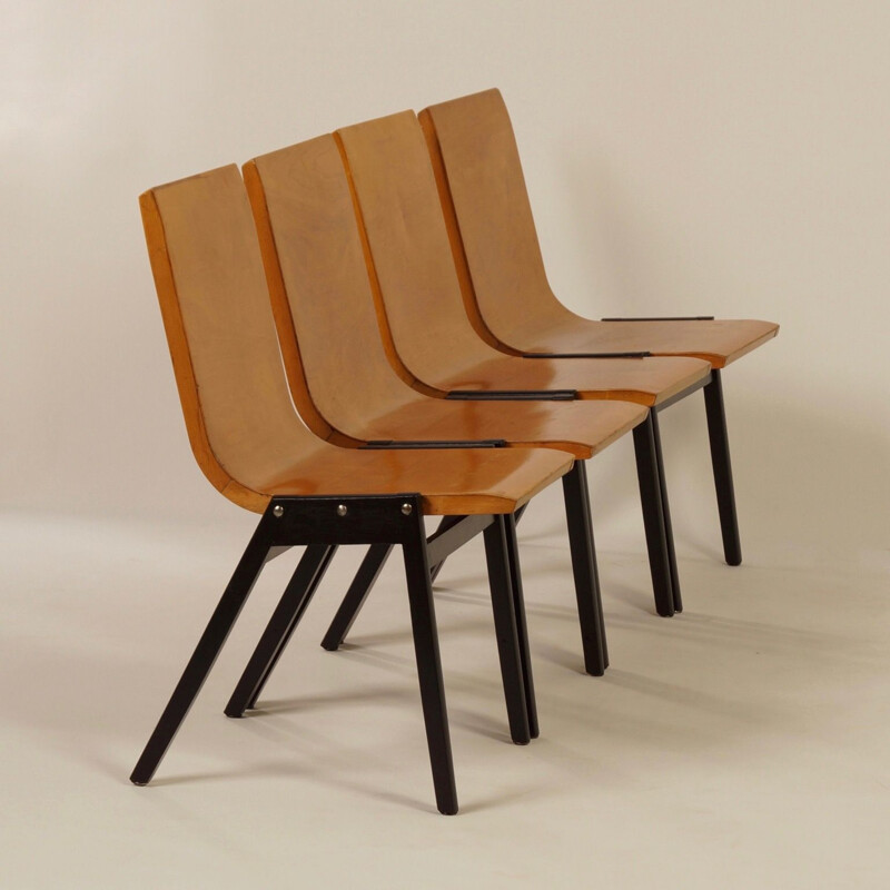 4 chaises à repas en hêtre par Roland Rainer, 1956