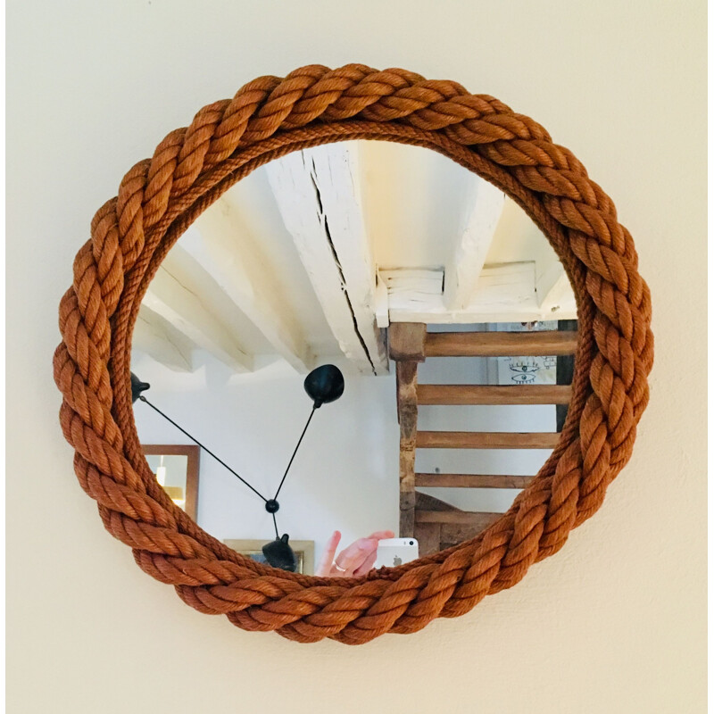 Vintage small mirror with rope