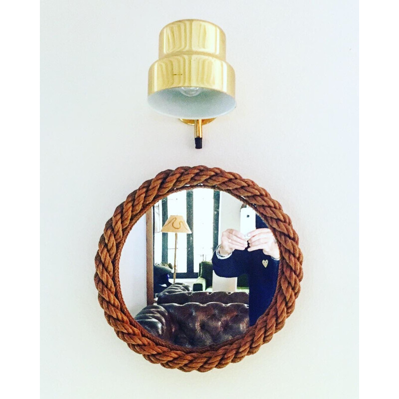 Vintage small mirror with rope