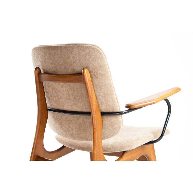 Dutch vintage easy chair in wood, fabric and metal - 1960s