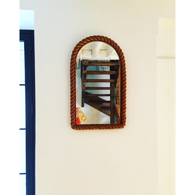 Grand miroir vintage à corde