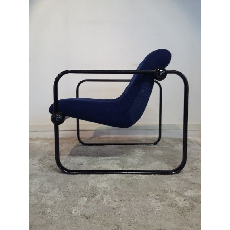 Set of 2 blue "ball" armchairs by Marc Held for Airborne