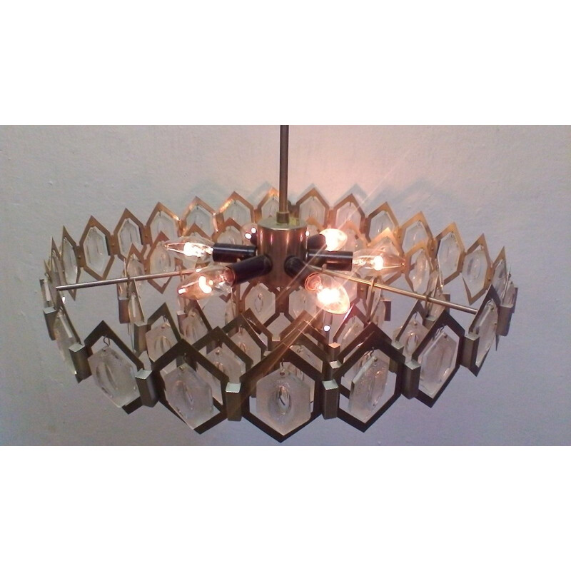 Vintage chandelier with 6 bulbs by Jaroslav Bejvl