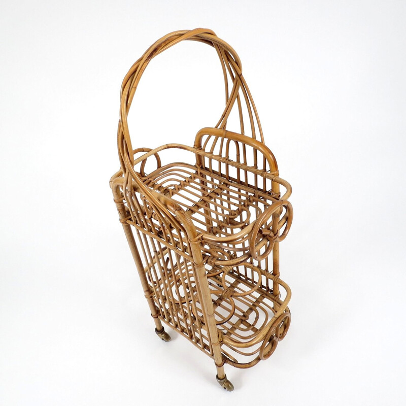 Vintage Dutch Rattan trolley