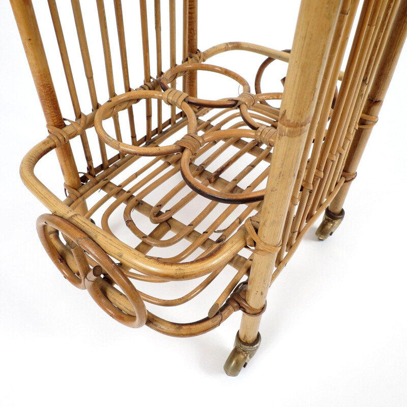 Vintage Dutch Rattan trolley