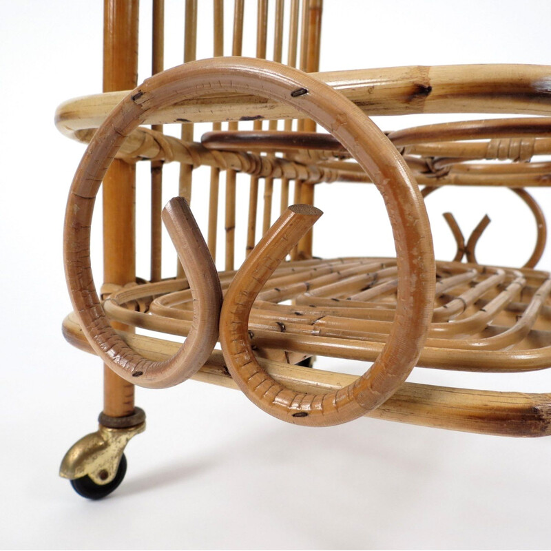 Vintage Dutch Rattan trolley