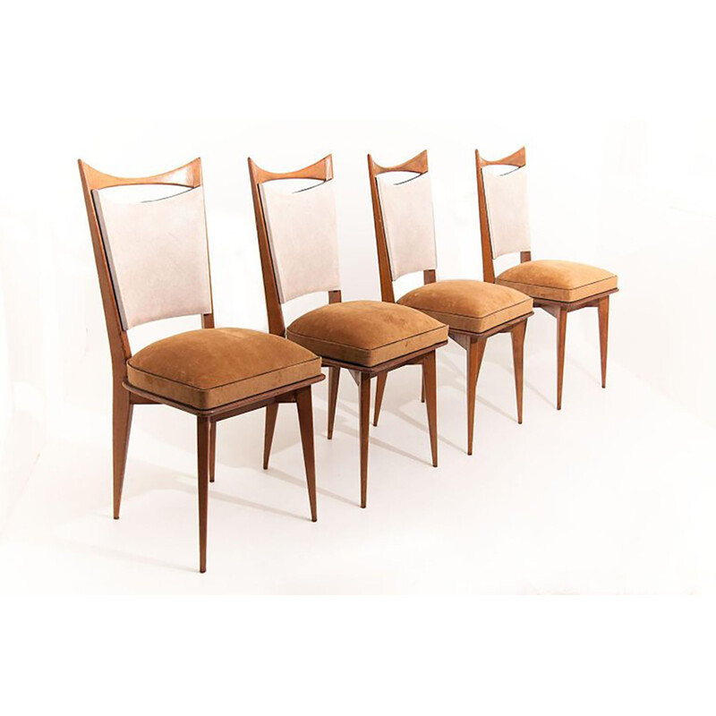 Set of 4 vintage chairs in blond wood