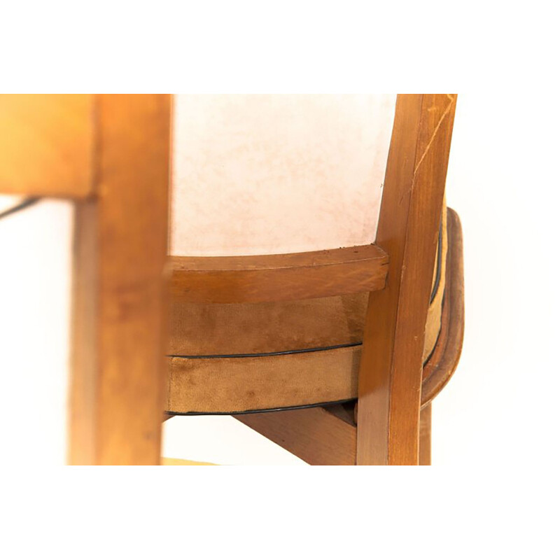 Set of 4 vintage chairs in blond wood