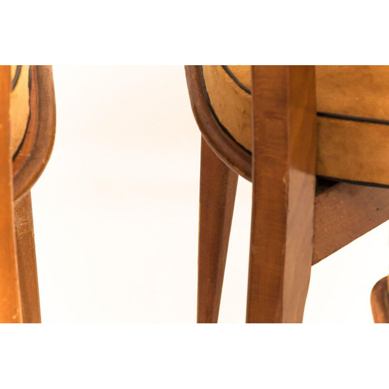 Suite de 4 chaises vintage en bois blond