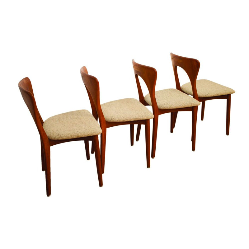 Set of 4 vintage Danish teak Peter dining chairs by N. Koefoed for Koefoeds Hornslet