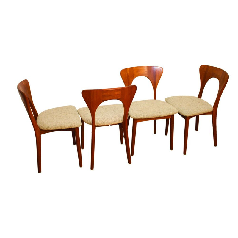 Set of 4 vintage Danish teak Peter dining chairs by N. Koefoed for Koefoeds Hornslet