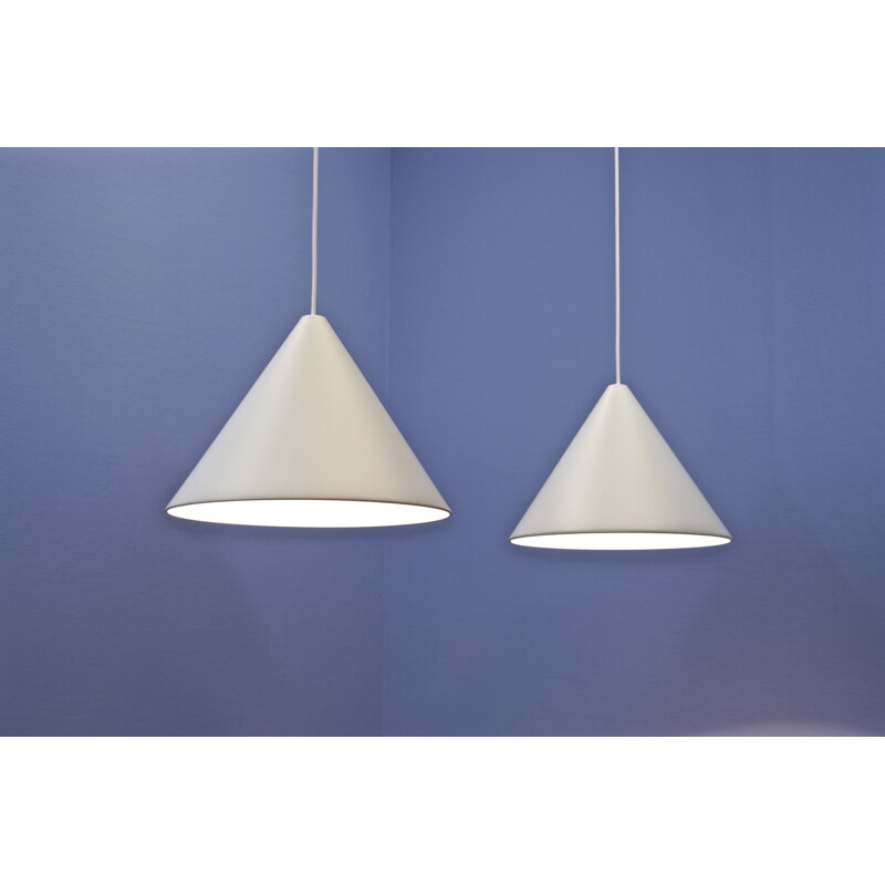 Set of 2 vintage Billiard hanging lamp in off-white by Arne Jacobsen for Louis Poulsen