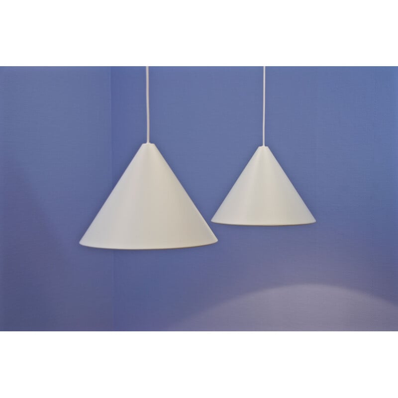 Set of 2 vintage Billiard hanging lamp in off-white by Arne Jacobsen for Louis Poulsen