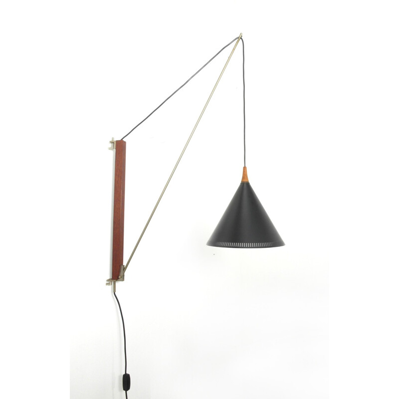 Dutch wall light in teak and nickel, Willem HAGOORT - 1950s