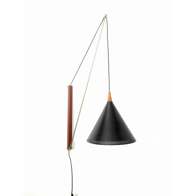 Dutch wall light in teak and nickel, Willem HAGOORT - 1950s