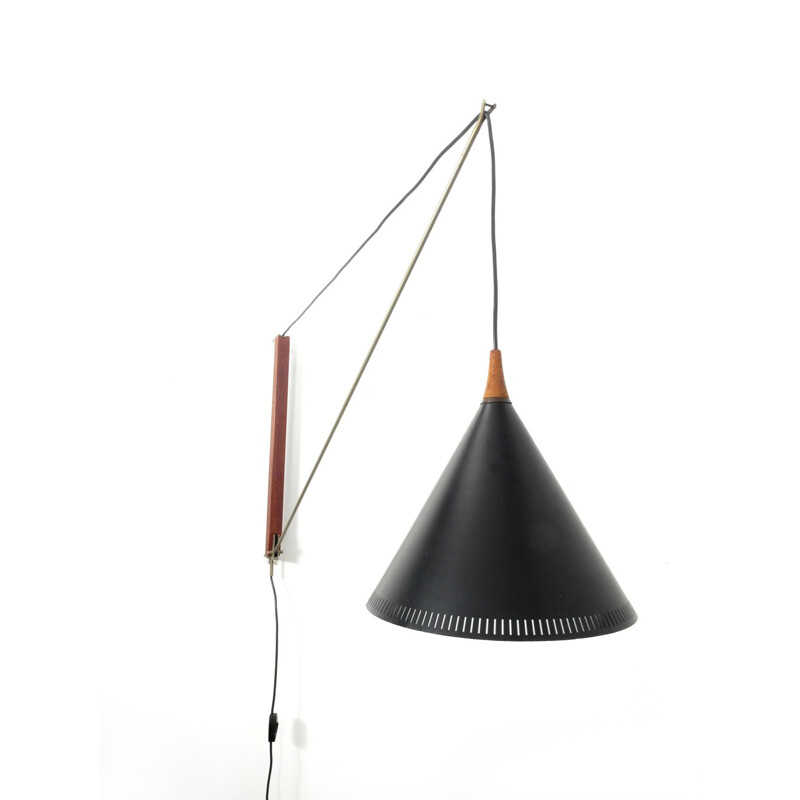 Dutch wall light in teak and nickel, Willem HAGOORT - 1950s