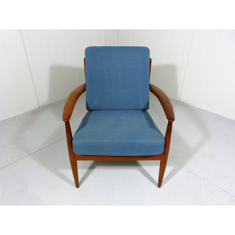 Vintage blue armchair by Grete Jalk for France & Son