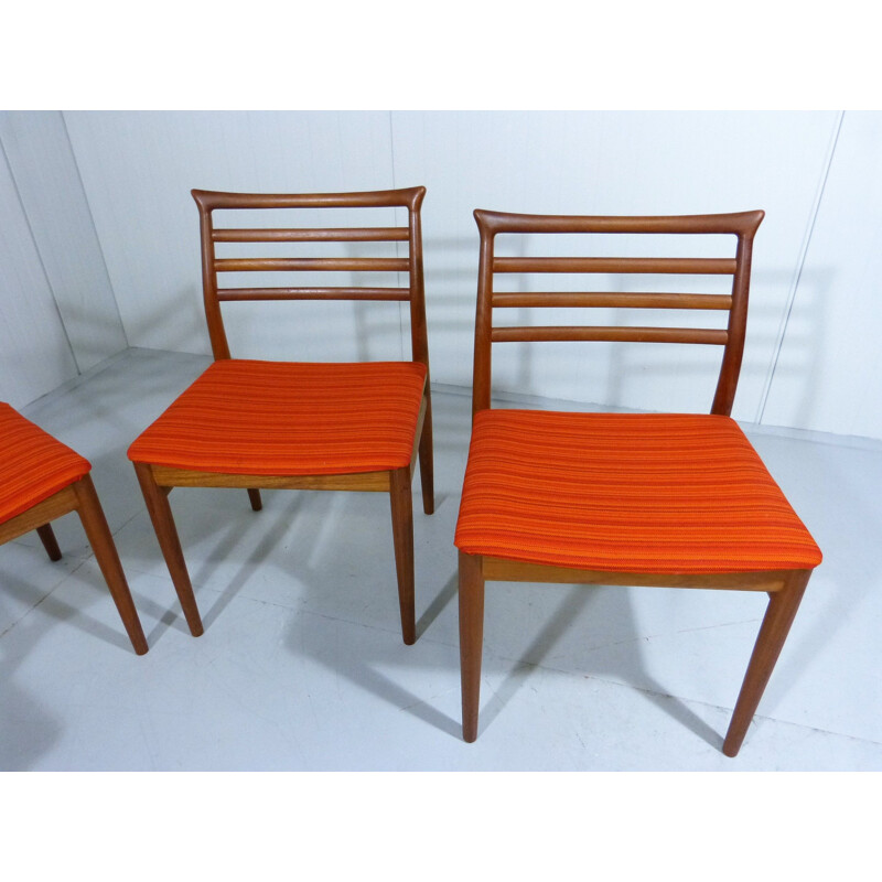 Set of 4 vintage orange chairs by Erling Torvits for Sorø Stolefabrik