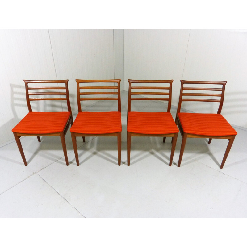 Suite de 4 chaises vintage oranges par Erling Torvits pour Sorø Stolefabrik