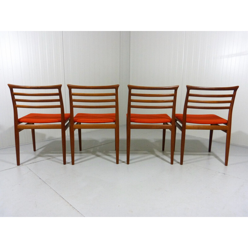 Set of 4 vintage orange chairs by Erling Torvits for Sorø Stolefabrik