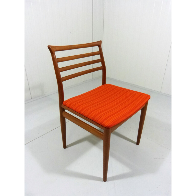 Set of 4 vintage orange chairs by Erling Torvits for Sorø Stolefabrik