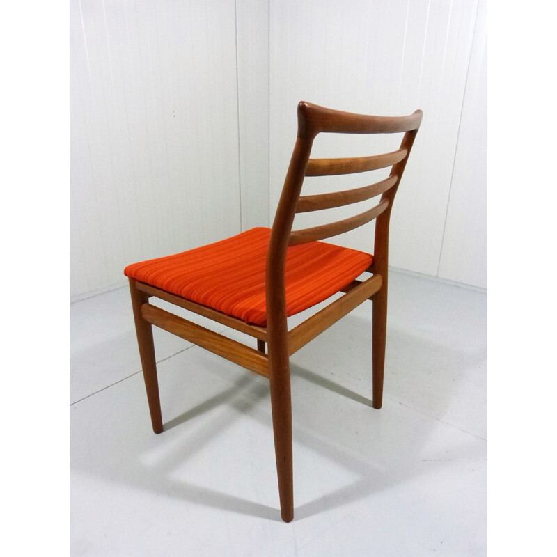 Set of 4 vintage orange chairs by Erling Torvits for Sorø Stolefabrik