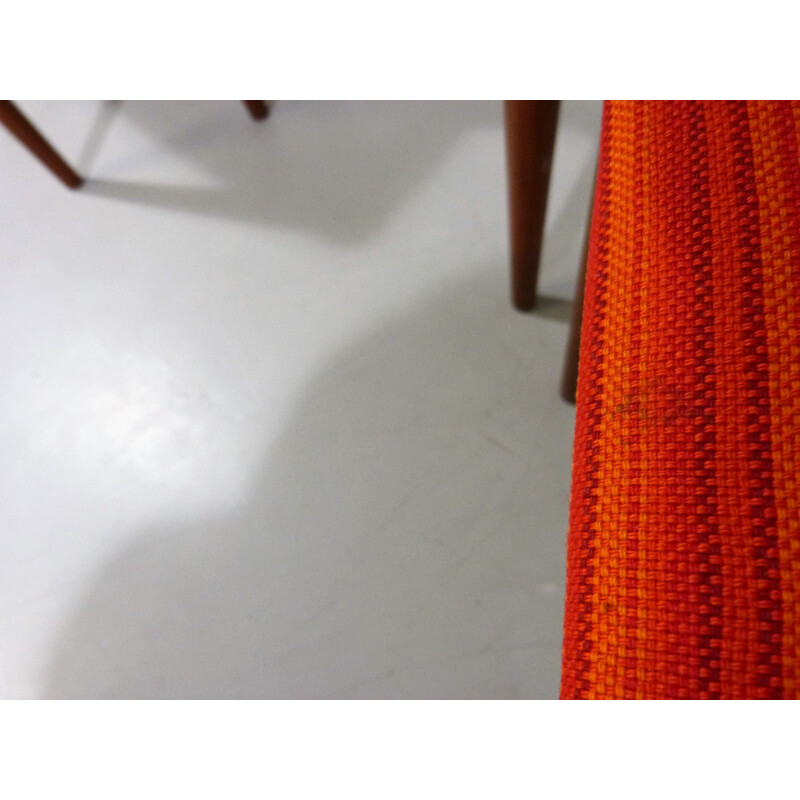 Set of 4 vintage orange chairs by Erling Torvits for Sorø Stolefabrik