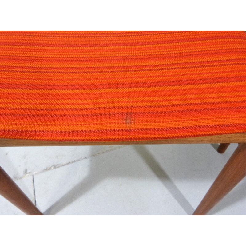 Set of 4 vintage orange chairs by Erling Torvits for Sorø Stolefabrik