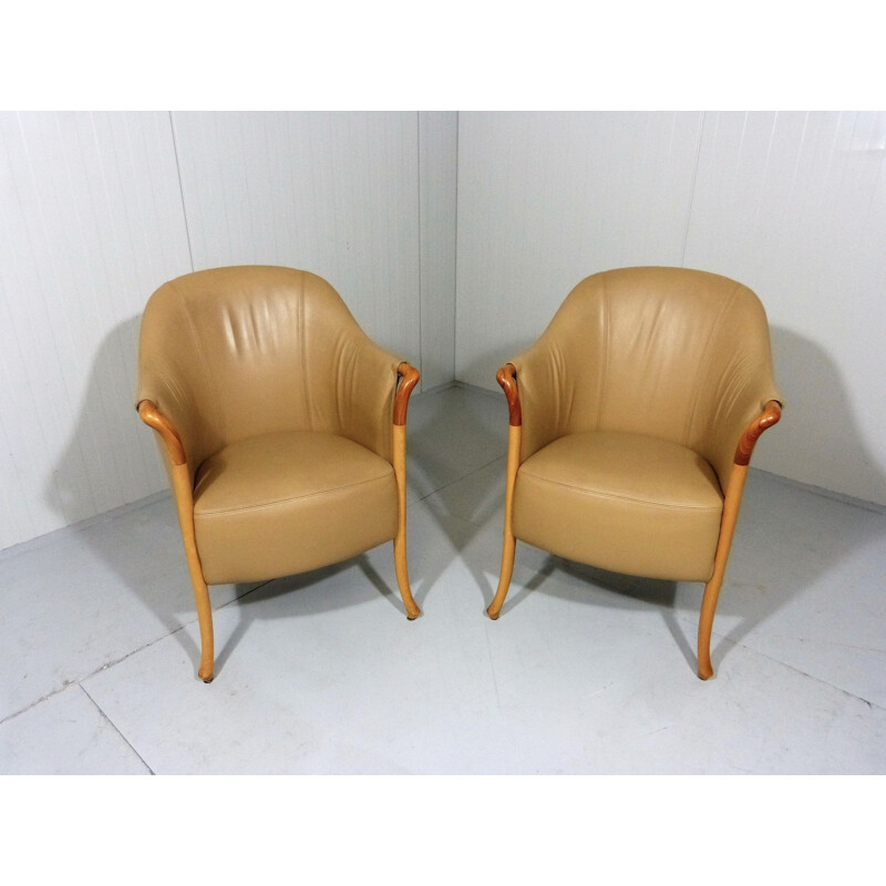 Suite de 2 fauteuils italiens vintage "Progetti" par Giorgetti