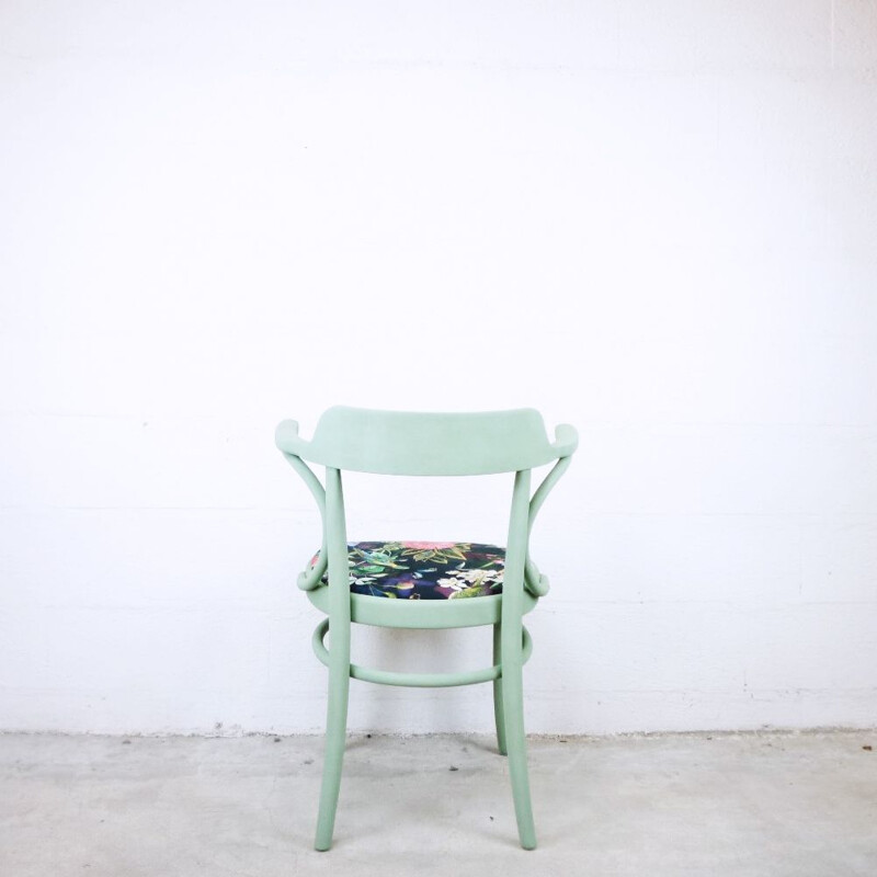 Chaise vintage verte en hêtre tourné