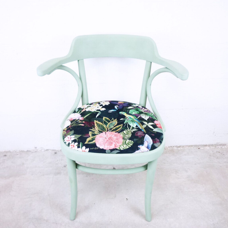 Vintage green chair in turned beech