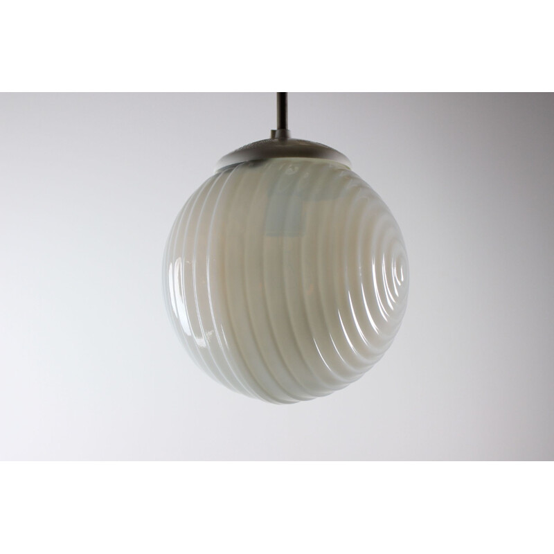 Vintage Czech pendant lamp in glass and metal