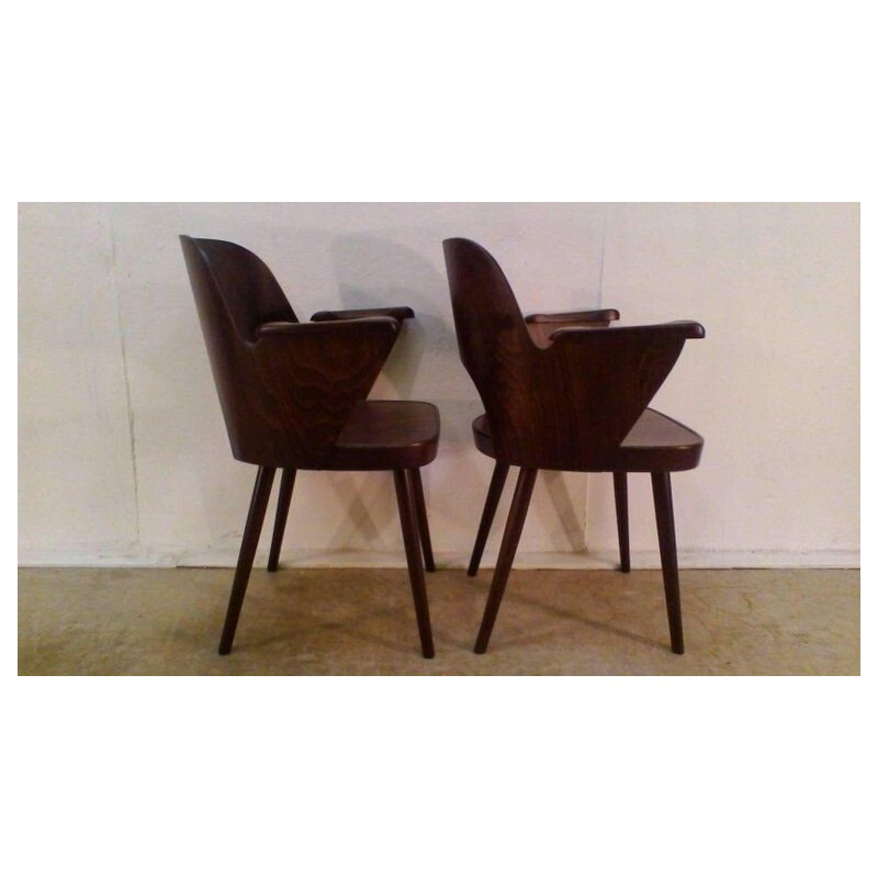 Suite de 2 chaises vintage tchèques par Lubomír Hofmann pour TonThonet