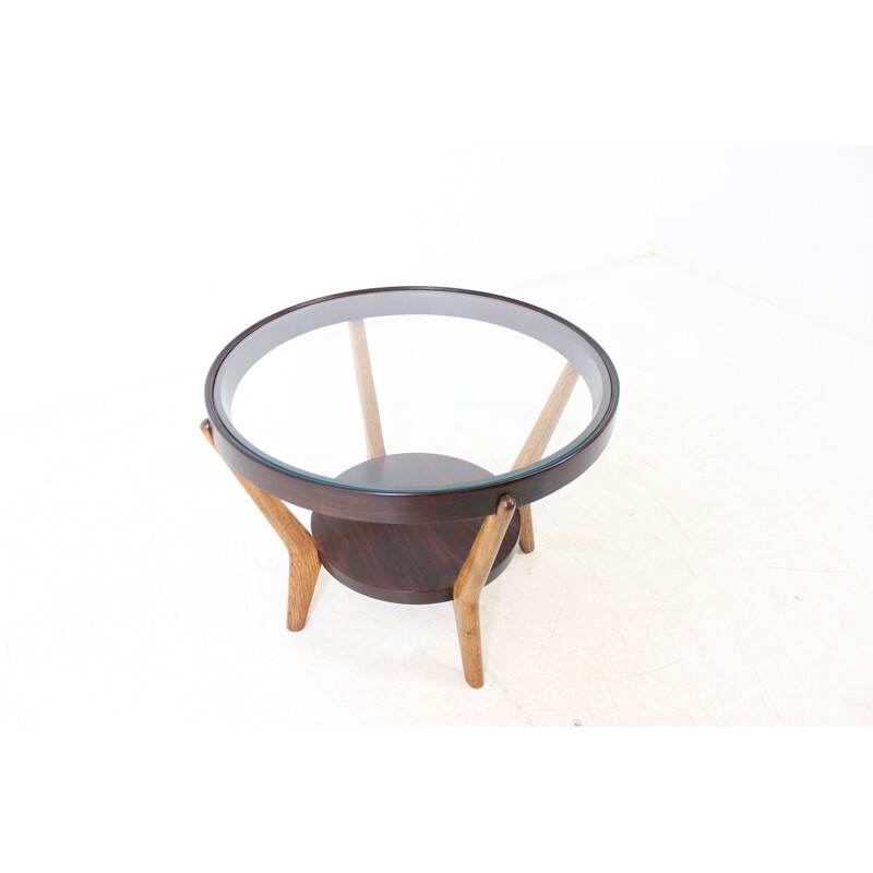 Vintage round coffee table by Koželka and Kropáček