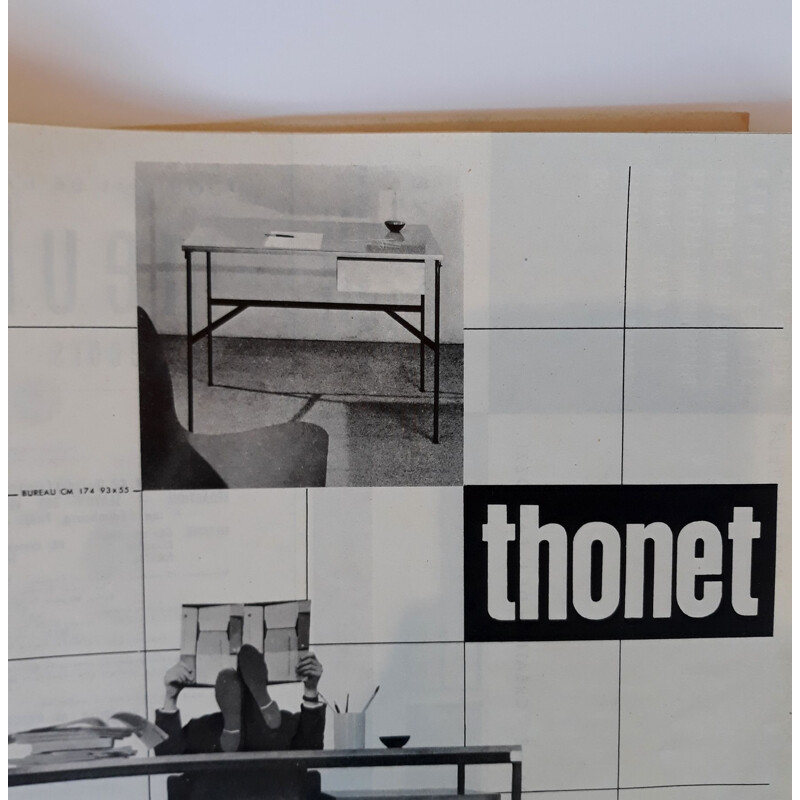 Bureau vintage blanc CM174 de Pierre Paulin pour Thonet 1957