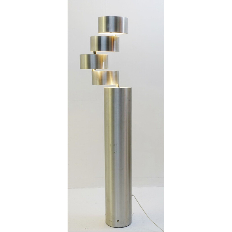 Vintage brushed metal floor lamp by Stilux Milano 1970