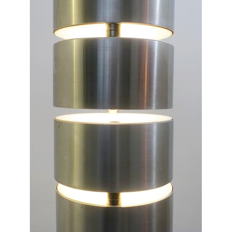 Vintage brushed metal floor lamp by Stilux Milano 1970