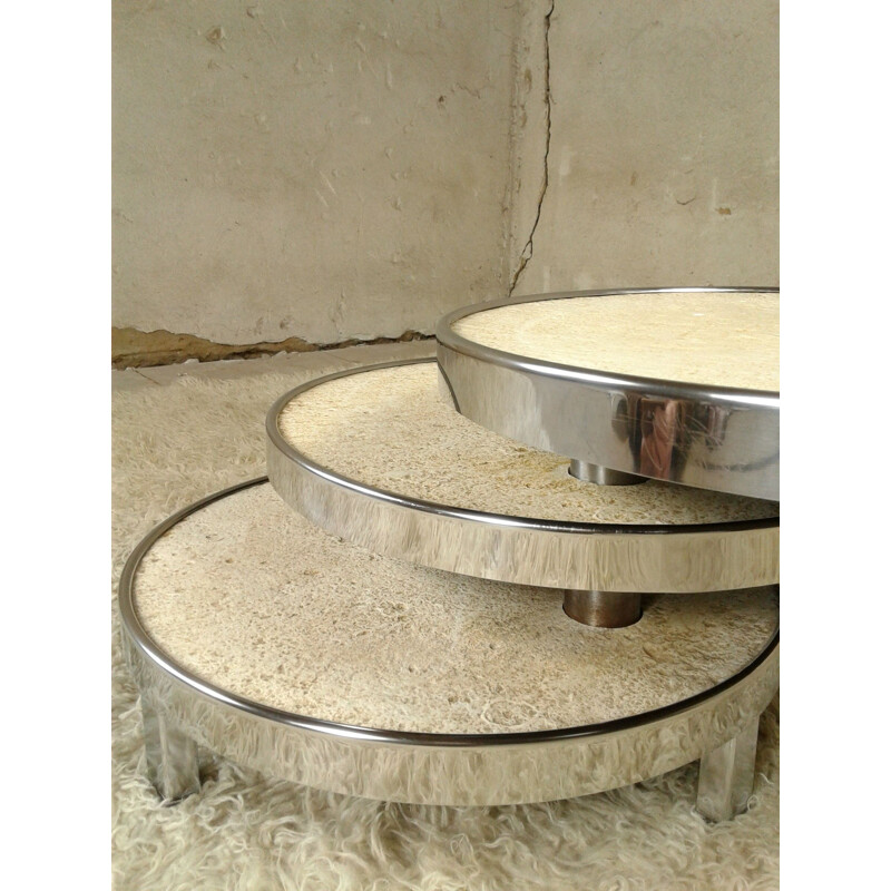 Vintage coffee table in chromed steel and resin